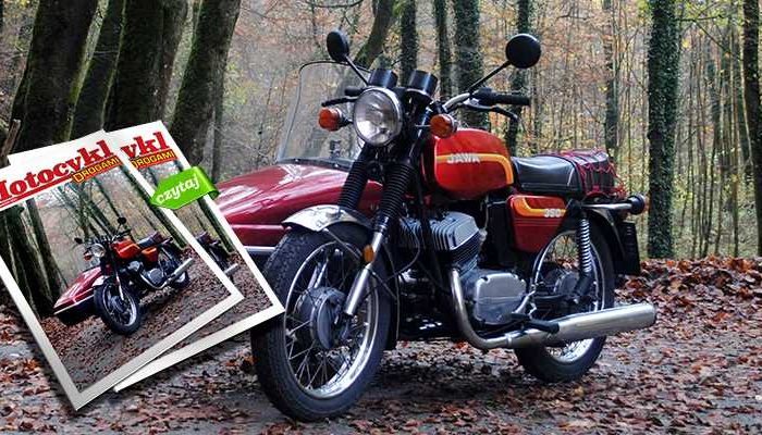 iMotocykl nr 14 (rok 2021) na zdjęciu. Jawa 350 z koszem. Fot. Hubert Pawłowski